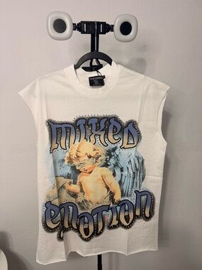 Mixed Emotions White Graphic Muscle Tee - Kids